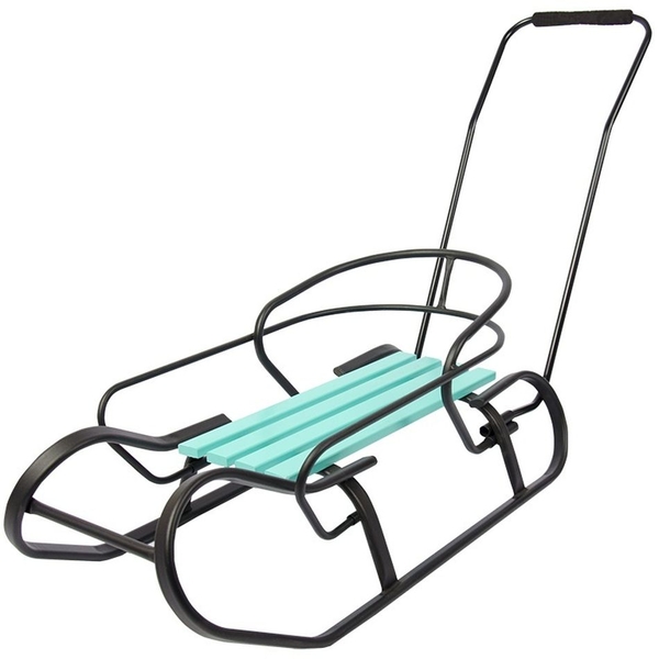 Санки Vitan Експрес зі спинкою, ручкою та кольоровою планкою чорні (2030105) - Pampik