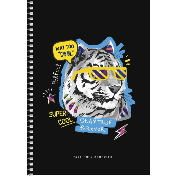 Тетрадь для записей Student Тигр, А5, в клеточку, спираль, 96 листов (A5-SC-096-6117K) - Pampik