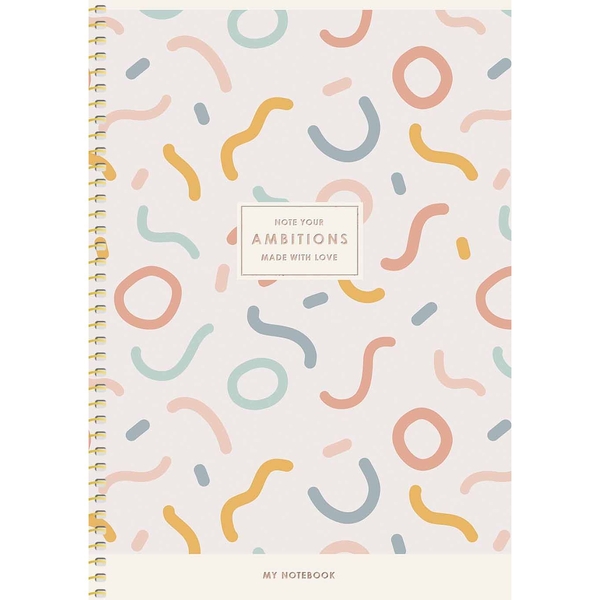 Зошит для записів Genius В5, в клітинку, спіраль, 80 л., Завитки (B5-SC-080-6096K) - Pampik