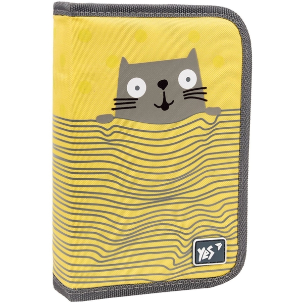 Пенал жесткий Yes HP-04 Kitty, 13х21х4 см, желтый с серым (533424) - Pampik