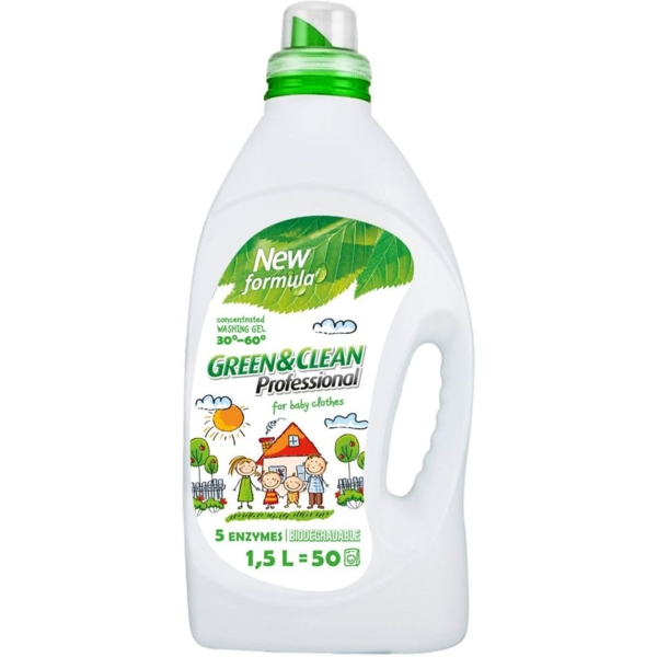 Гель для прання дитячого одягу Green & Clean Professional, 1,5 л - Pampik