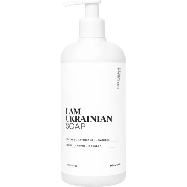 Рідке мило DeLaMark I am Ukrainian з ароматом шкіри, пачулі та сандала, 500 мл - Pampik