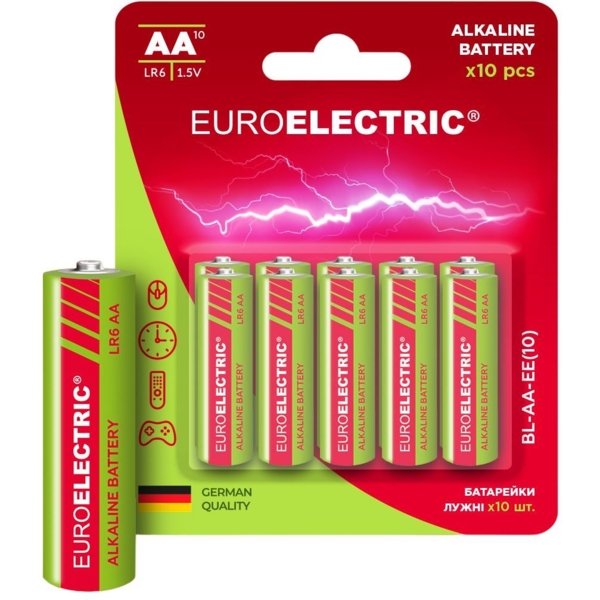 Батарейки Euroelectric AA LR6 1,5V, 10 шт. (BL-AA-EE(10)) - Pampik