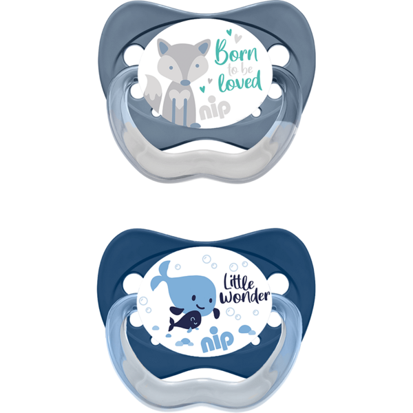 Пустышка Nip Моя семья №3 кит/волк 2 шт. (38681-51) - Pampik