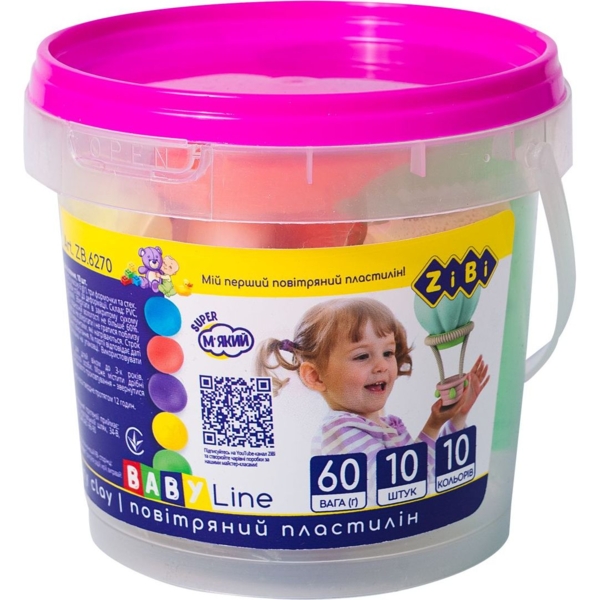 Пластилін повітряний ZiBi 10 кольорів 60 г (ZB.6270) - Pampik