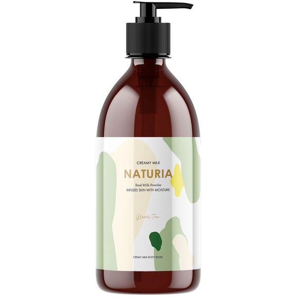 Гель для душу Naturia Creamy Milk Body Wash Green tea Зелений чай, 750 мл - Pampik