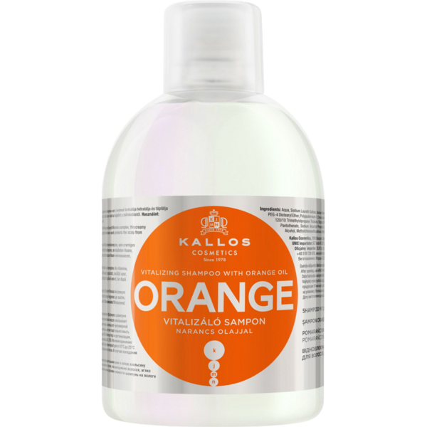 Шампунь для волосся Kallos Cosmetics KJMN Orange зміцнюючий з маслом апельсина, 1 л - Pampik