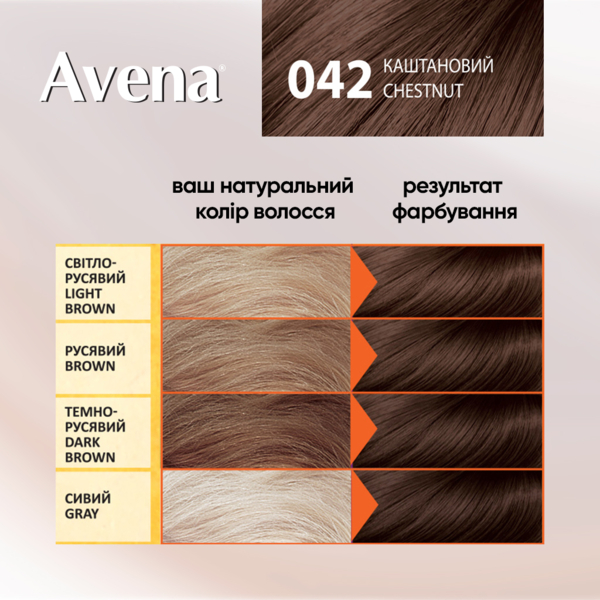 Cтійка крем-фарба для волосся Avena Shine Color Каштановий, 042 - Pampik - 4
