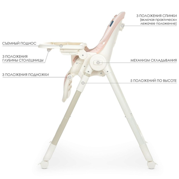Стільчик для годування El Camino Crystal ME 1037 Watermelon Pink, рожевий (21908) - Pampik - 7