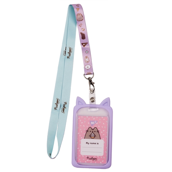 Бейдж на ленте Yes Pusheen ушки, вертикальный, сиреневый (940304) - Pampik