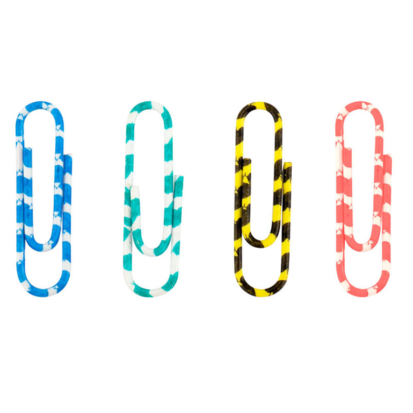 Скріпки кольорові смугасті 28 мм 100 шт. полібег (4114-A/P) - Pampik