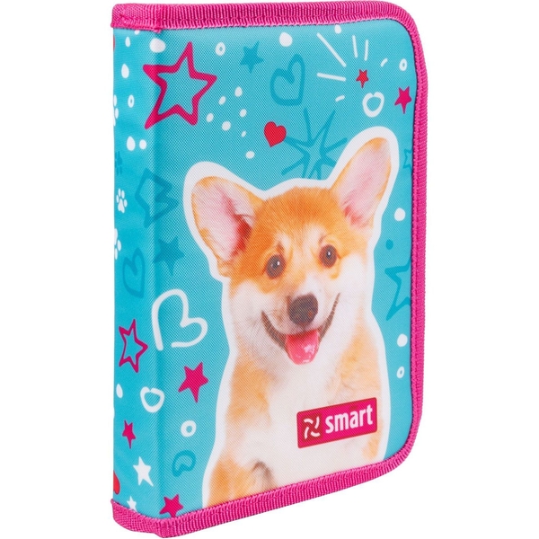 Пенал жесткий Smart HP-04 Corgi, 13х21х4 см, голубой (533283) - Pampik