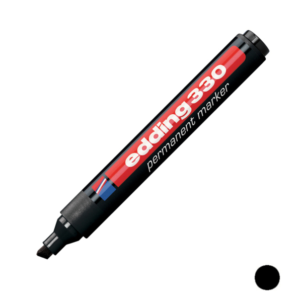 Маркер перманентный Edding Permanent, клиновидный, 1-5 мм, черный (e-330/01) - Pampik - 2