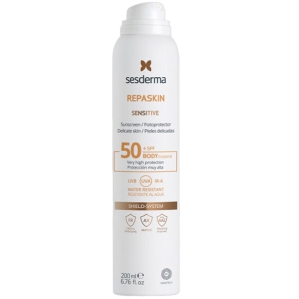 Сонцезахисний спрей для тіла Sesderma Repaskin Sensitive Transparent Spray SPF 50, 200 мл - Pampik