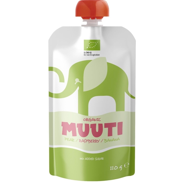 Фруктове пюре Muuti Груша, малина та банан, 110 г - Pampik