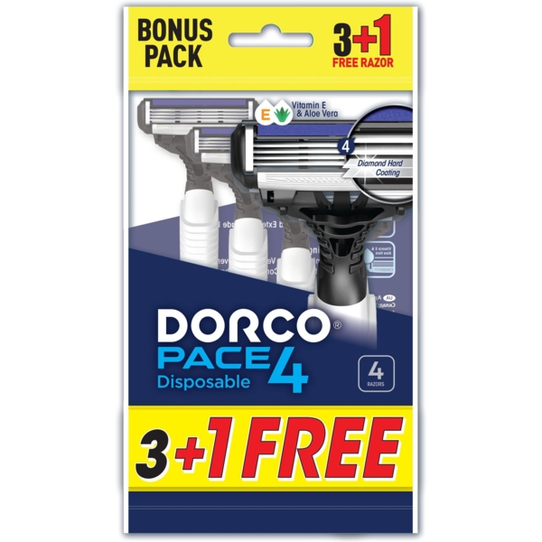 Бритвы одноразовые Dorco Pace4 Pro 4 лезвия, 4 шт. - Pampik