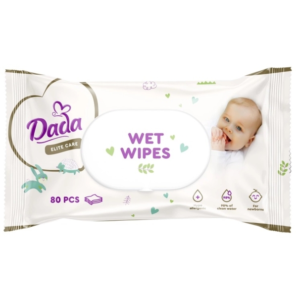 Вологі серветки для дітей Dada Elite Care, 80 шт. - Pampik