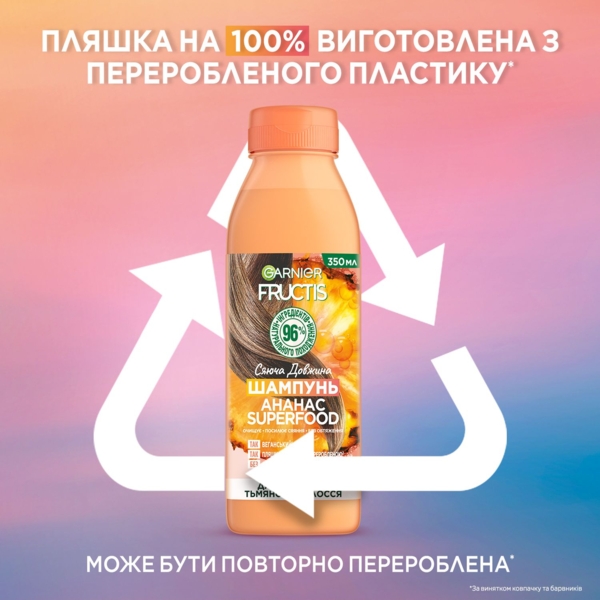 Шампунь Garnier Fructis Superfood Ананас Сяюча довжина, для довгого та тьмяного волосся, 350 мл - Pampik - 9