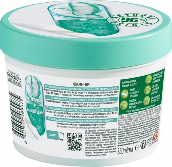 Успокаивающий увлажняющий крем Garnier Body Superfood Алоэ, для нормальной и сухой кожи, 380 мл - Pampik - 2