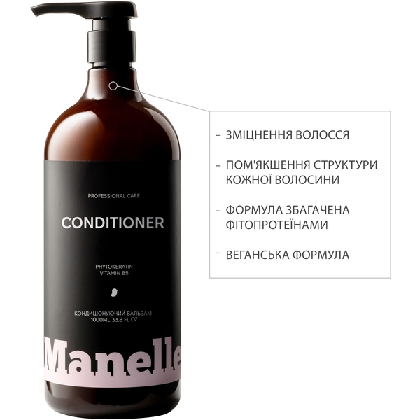 Бессульфатный кондиционер для волос Manelle Рrofessional care Phytokeratin vitamin B5, 1 л - Pampik - 2
