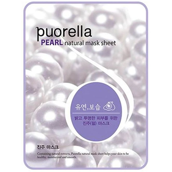 Тканинна маска для обличчя Puorella Pearl Mask Pack, з екстрактом перлин - Pampik