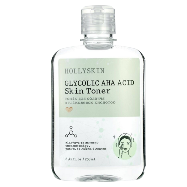 Тоник для лица Hollyskin Glycolic AHA Acid Skin Toner, 250 мл - Pampik