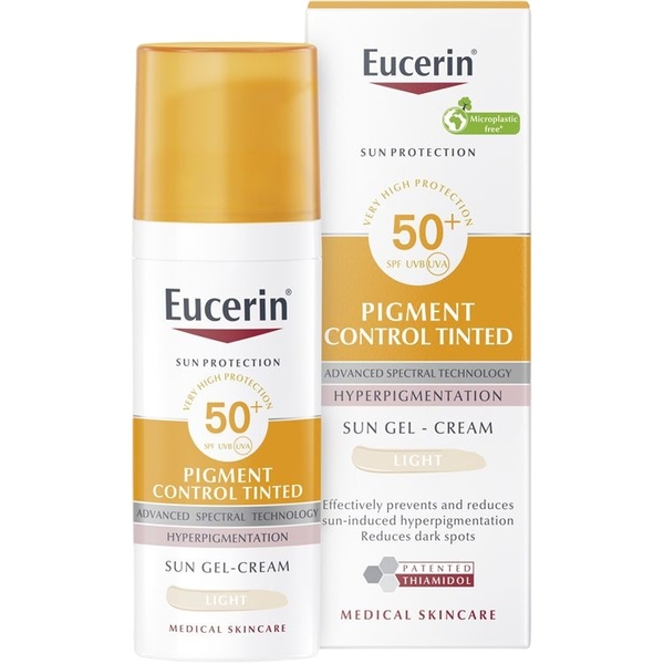 Сонцезахисний гель-крем для обличчя Eucerin Pigment Control SPF 50+ з тонуючим ефектом для шкіри схильної до гіперпігментації, 50 мл - Pampik