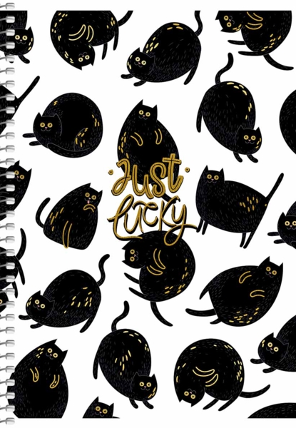 Тетрадь для записей Student А5, в клеточку, спираль, 80л., Черные котики (A5-SC-080-6091K) - Pampik