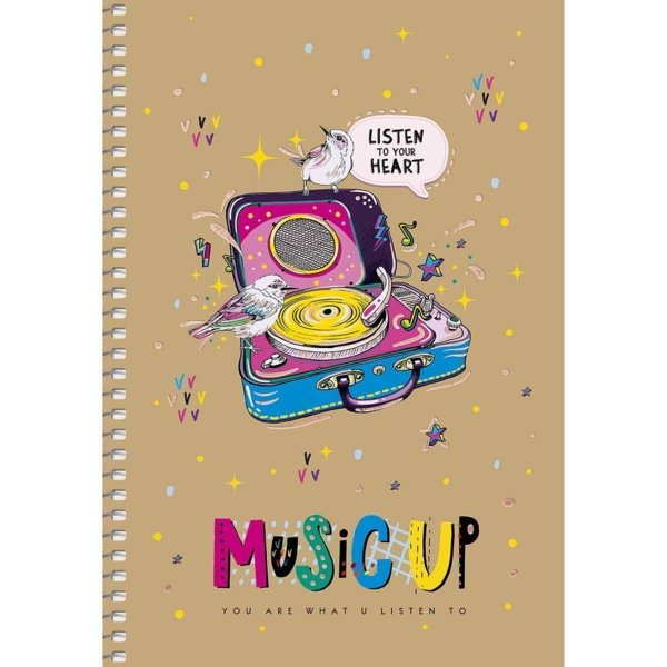 Тетрадь для записей Student Musicup А5, в клеточку, спираль, 96 листов (A5-SC-096-6101K) - Pampik