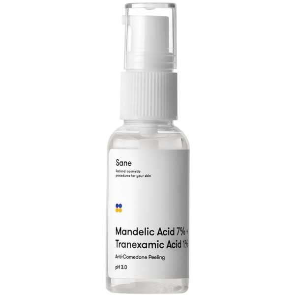 Пілінг для обличчя Sane Mandelic Acid 7% + Tranexamic Acid 1%, з мигдальною кислотою, 30 мл - Pampik
