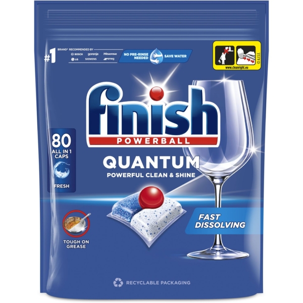 Капсули для посудомийних машин Finish Quantum All in 1, 80 шт. - Pampik