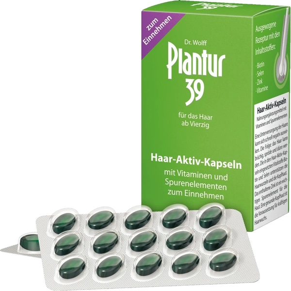 Лечебные капсулы Plantur 39 Hair-Aktiv Capsule, против выпадения волос, 60 шт. - Pampik