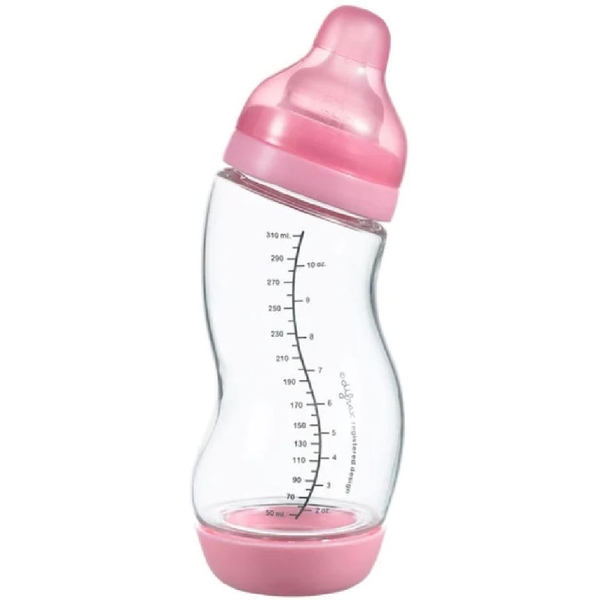Скляна антиколікова пляшечка Difrax S-bottle Wide Pink з силіконовою соскою 310 мл (737FE Pink) - Pampik