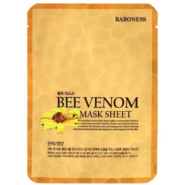 Тканинна маска для обличчя Baroness Bee Venom Mask Sheet, з екстрактом бджолиної отрути, 25 мл - Pampik