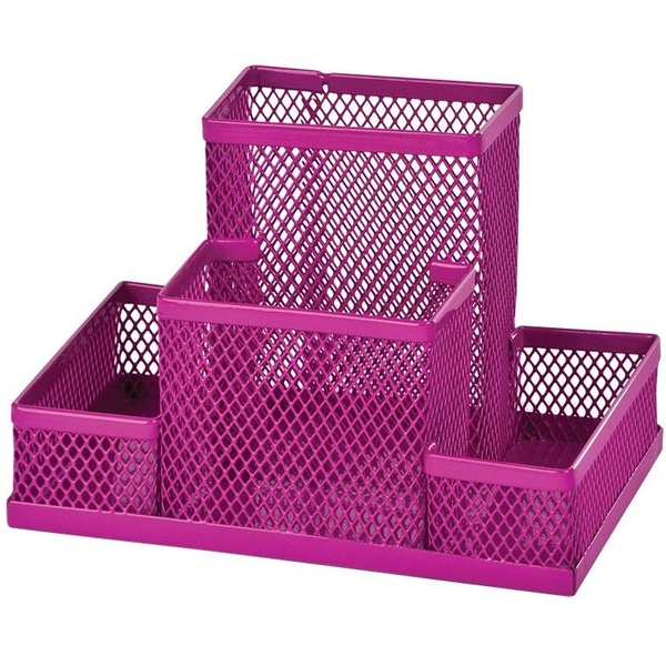 Підставка-органайзер для канцелярського приладдя ZiBi 4 відділення 15x10x10 см рожева (ZB.3116-10) - Pampik