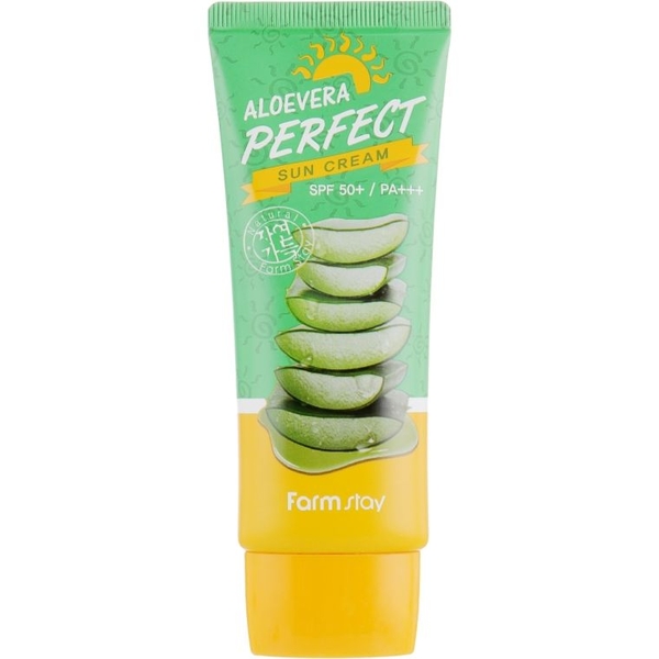 Солнцезащитный крем с алоэ FarmStay Aloevera Perfect Sun Cream SPF50+ PA+++, 70 мл - Pampik
