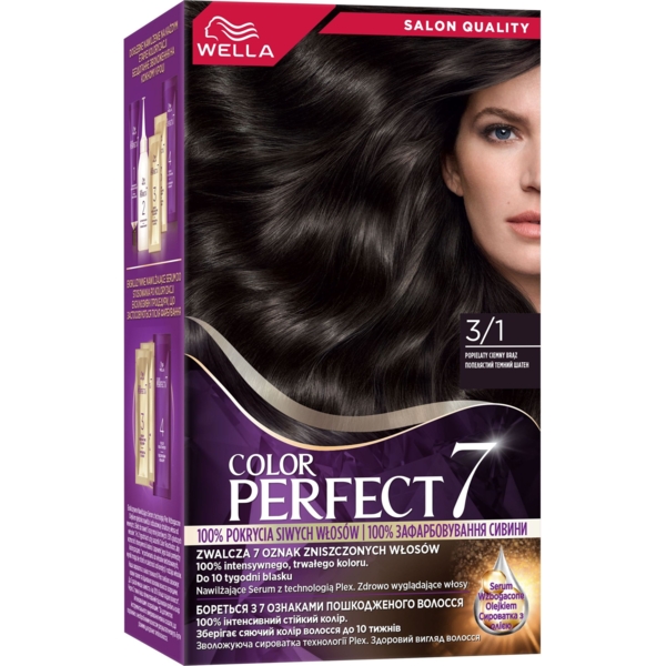 Стійка крем-фарба для волосся Wella Color Perfect 3/1, Попелястий темний шатен - Pampik