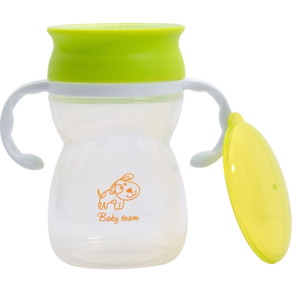 Поїльник-непроливайка Baby Team 360°, з ручками, зелений, 300 мл - Pampik - 2