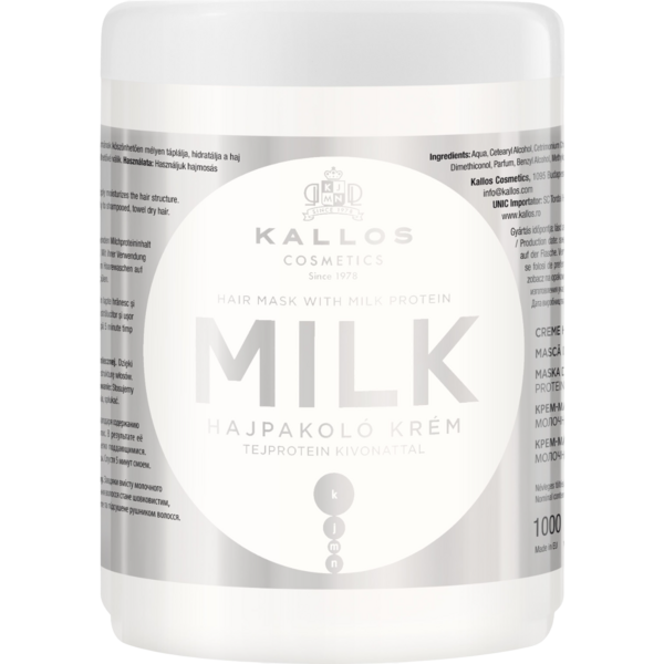Маска для волос Kallos Cosmetics Milk увлажняющая с протеинами молока, 1 л - Pampik