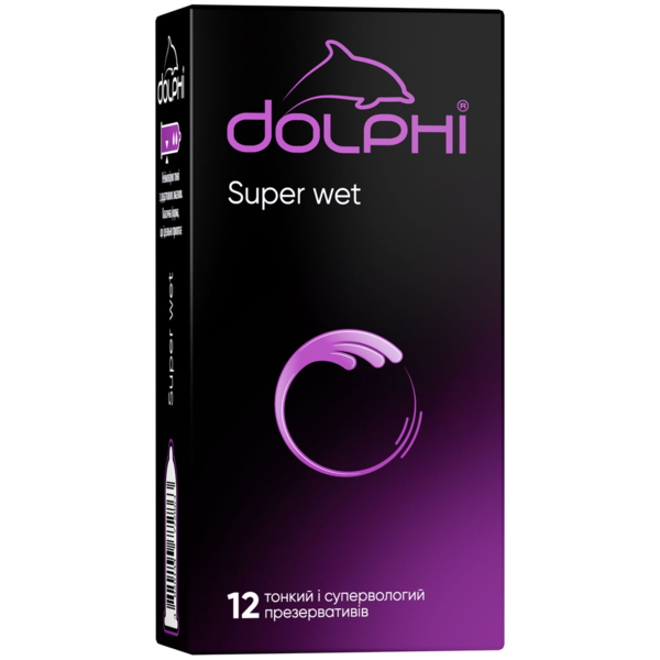Презервативы латексные Dolphi Super Wet, ультратонкие, с дополнительной смазкой, 12 шт. - Pampik