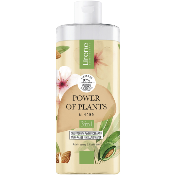 Двухфазная мицеллярная вода Lirene Power of Plants Almond 3 in 1 400 мл - Pampik