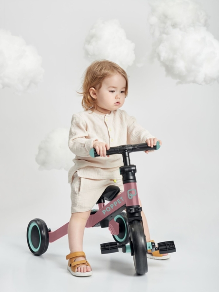 Дитячий триколісний біговел-трансформер Poppet 3в1, рожево-м'ятний + стікерпак (PP-1703P) - Pampik - 5