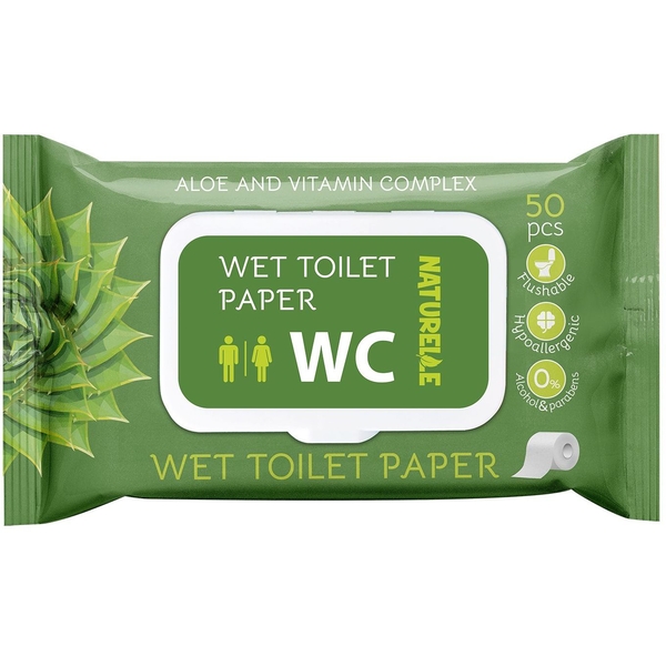 Влажная туалетная бумага Naturelle, алоэ и комплекс витаминов, 50 шт. - Pampik