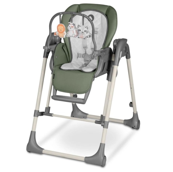 Стільчик для годування Lionelo Laurice Green Olive, з функцією гойдалки, оливковий - Pampik - 2
