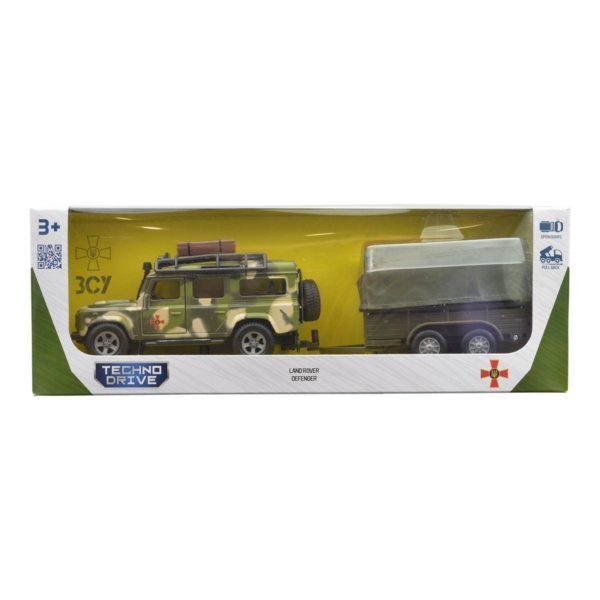 Игровой набор TechnoDrive Land Rover Defender Military с прицепом (520027.270) - Pampik - 11