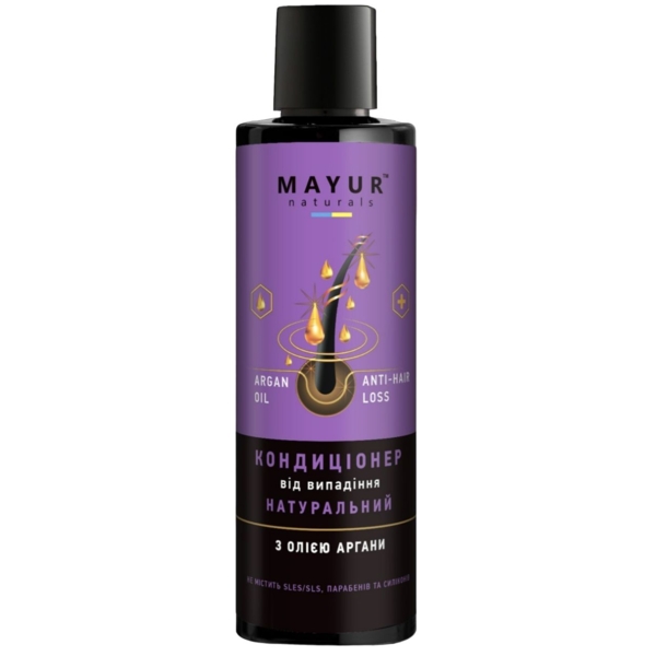 Натуральний кондиціонер Mayur від випадіння волосся з олією аргани, 200 мл - Pampik