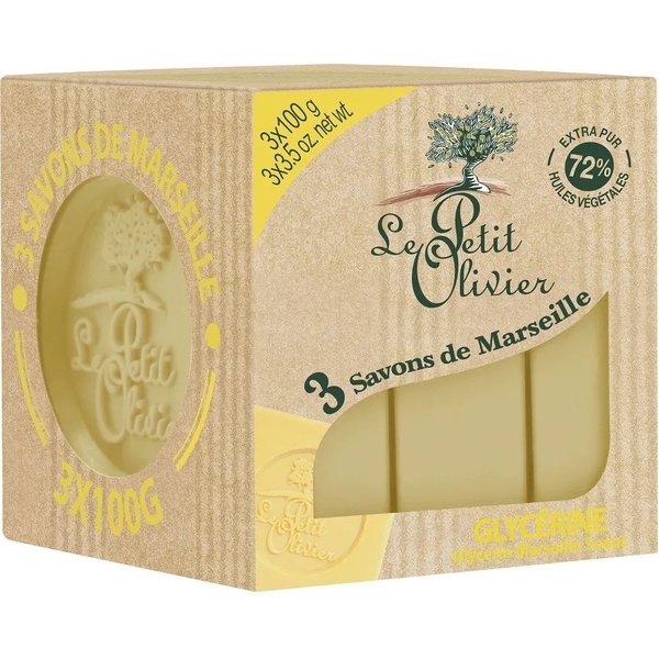 Марсельське мило Le Petit Olivier 100%, 300 г (3 шт. по 100 г) - Pampik