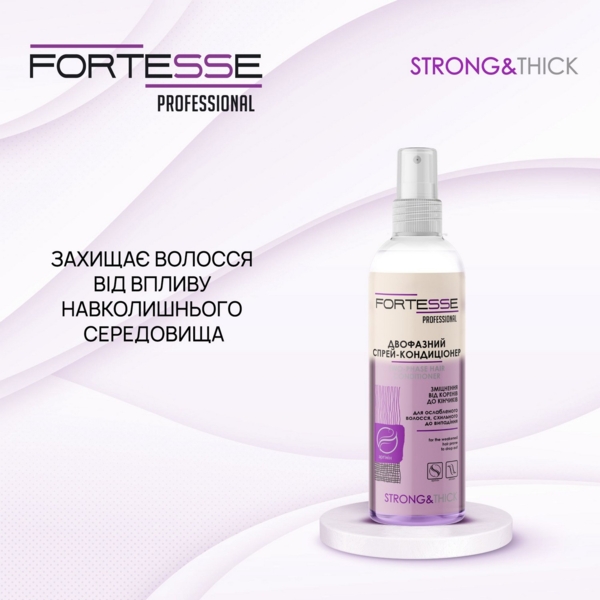 Двофазний спрей-кондиціонер Fortesse Professional Strong & Thick для ослабленого волосся, схильного до випадіння, 250 мл - Pampik - 4
