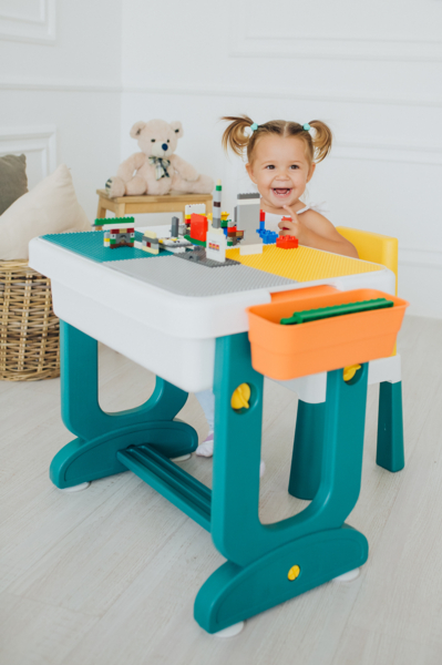 Комплект Poppet Столик Трансформер 6 в 1 + Стілець + Подушка на стілець + Набір фломастерів (PP-004-G) - Pampik - 10