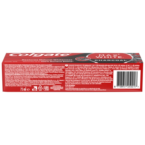 Зубна паста Colgate Max White Charcoal відбілювальна, з активованим вугіллям, 75 мл - Pampik - 3